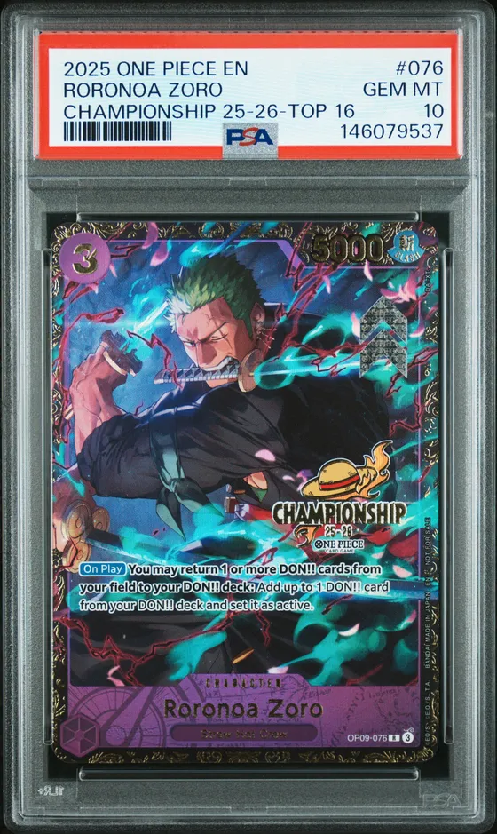 2025 One Piece Promos #076 Roronoa Zoro Championship 25-26-Top 16