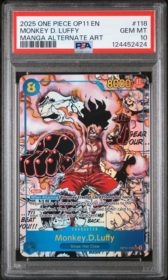 2025 One Piece Op11-A Fist of Divine Speed #118 Monkey D. Luffy Manga Alternate Art