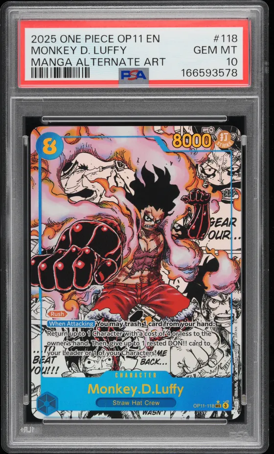 2025 One Piece Op11-A Fist of Divine Speed #118 Monkey D. Luffy Manga Alternate Art